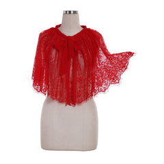 Stunning Red Lace Cape - Perfect for Wicca, Medieval, and Halloween Parties - Astricos