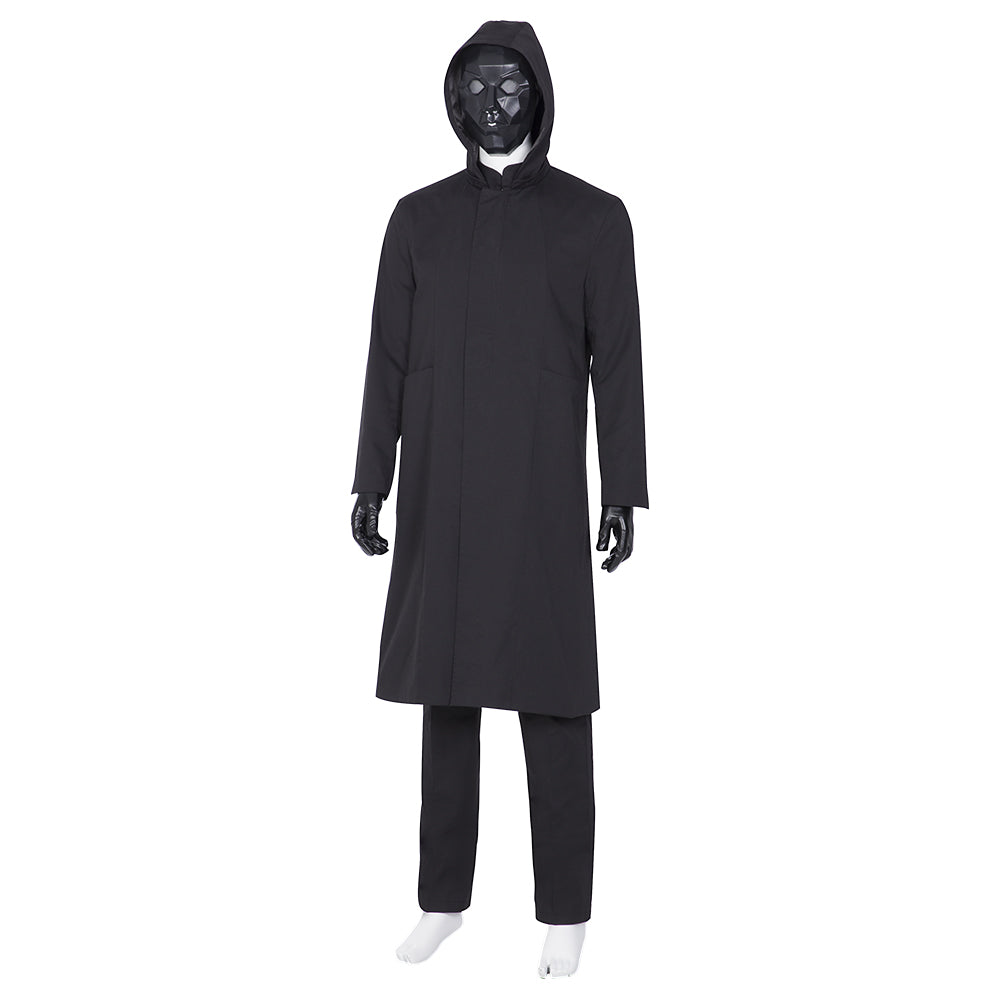 Astricos Black Masked Man Halloween Costume – Squid Game Inspired Hooded Suit for Cosplay - Astricos