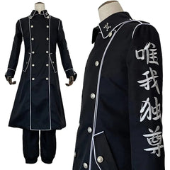 Astricos Anime Ran Rindo Haitani Cosplay Costume - Manji Gang Embroidery Black Coat Pants Belt for Halloween Christmas - Astricos