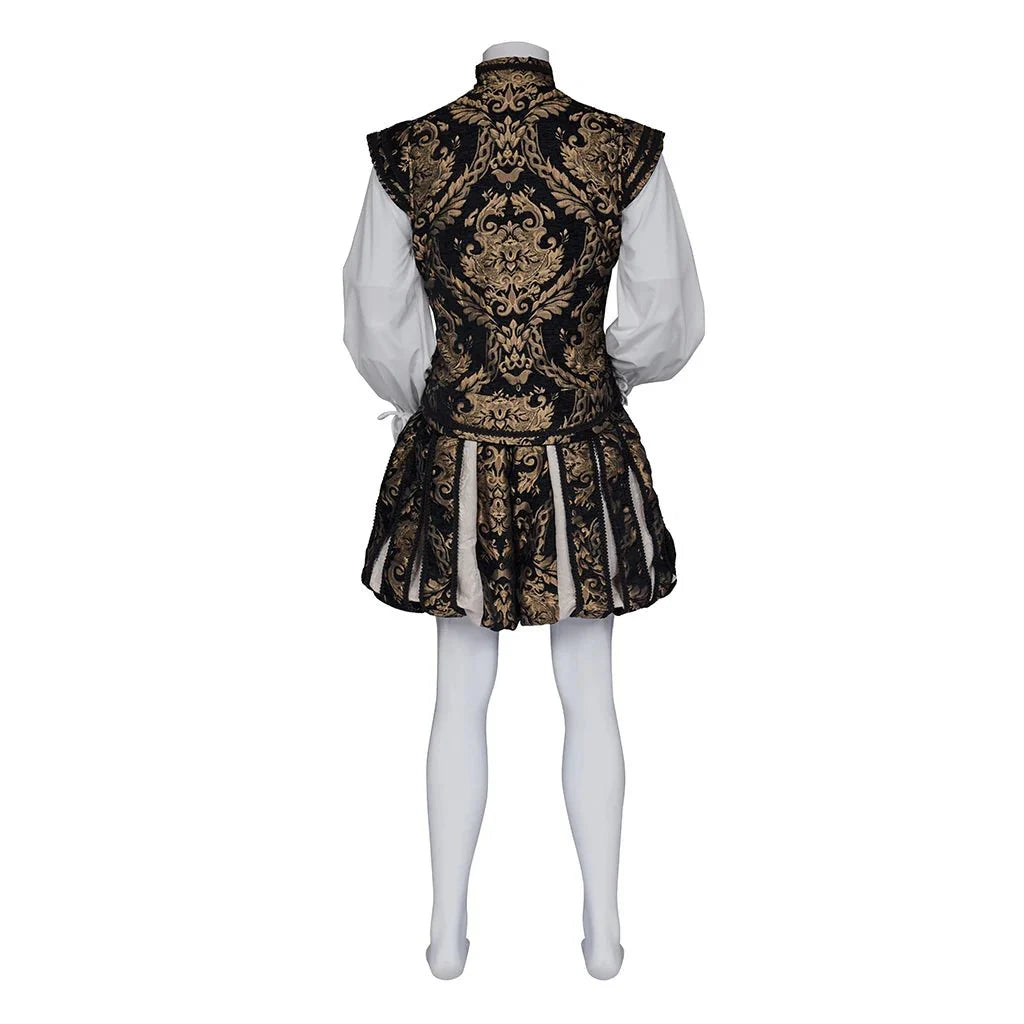 15th Century Astricos Renaissance Tudor Prince Costume - Luxurious Embroidered Vest & Pants Full Set - Astricos