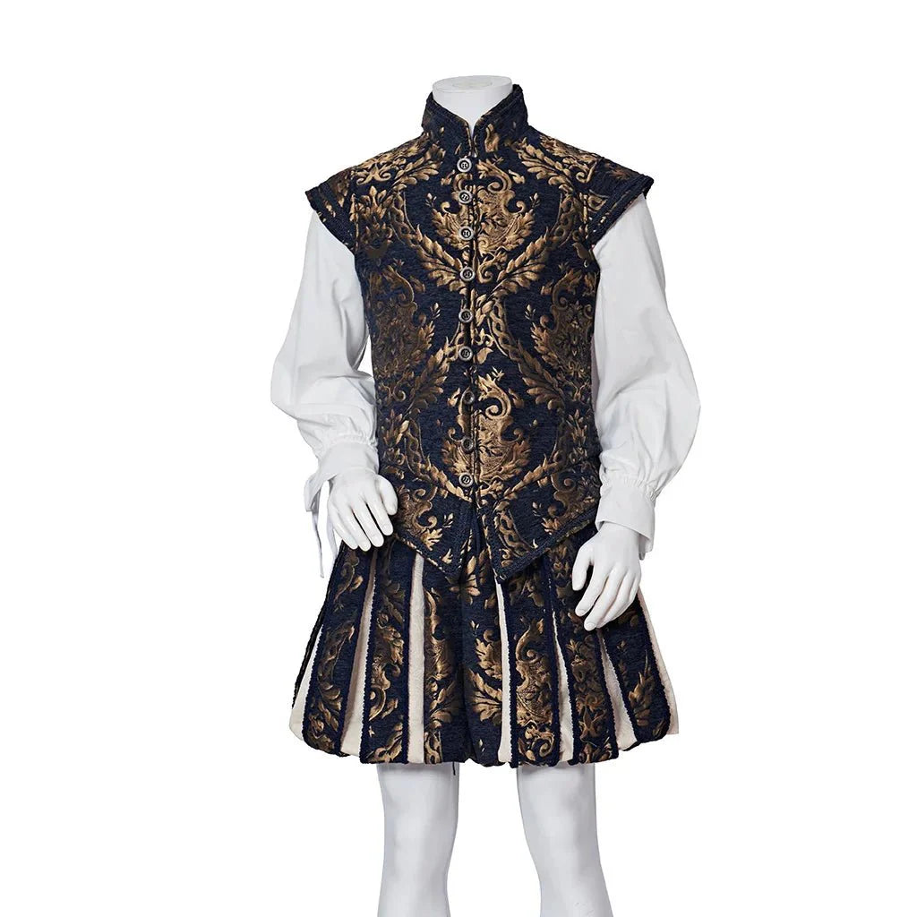 15th Century Astricos Renaissance Tudor Prince Costume - Luxurious Embroidered Vest & Pants Full Set - Astricos