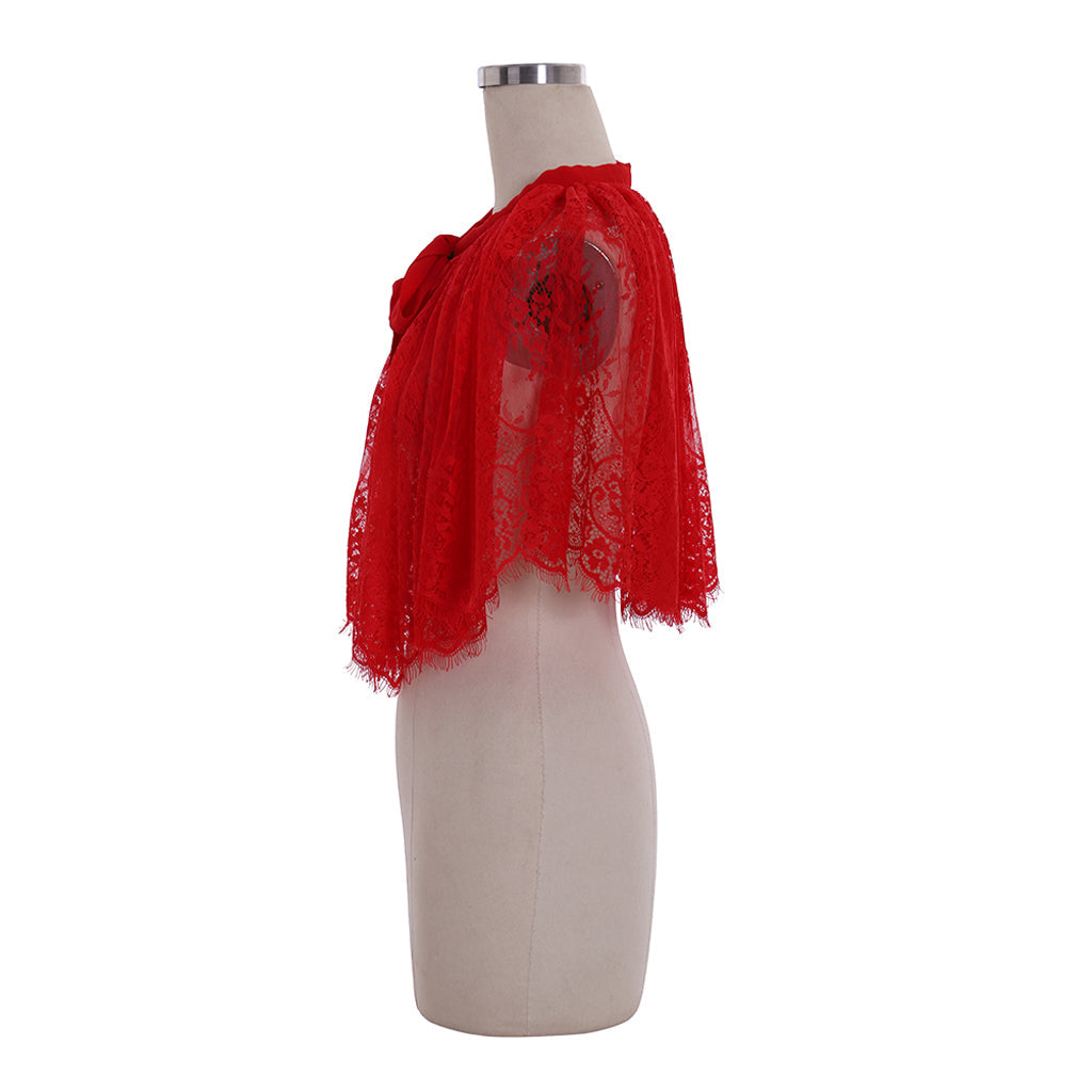 Stunning Red Lace Cape - Perfect for Wicca, Medieval, and Halloween Parties - Astricos