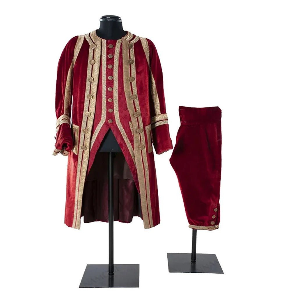 1730s Tudor King Prince Costume - Astricos Noble Colonial Regent Suit | Men’s Red Velvet Uniform - Astricos