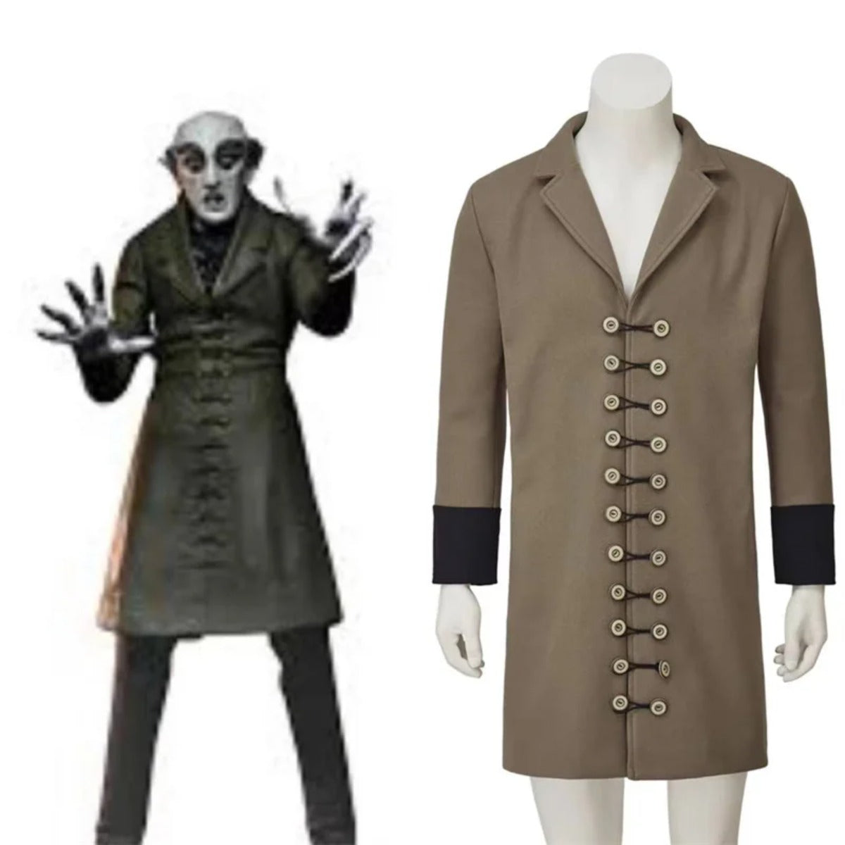 Astricos Movie Nosferatu Count Orlok Cosplay Costume - Classic Vampire Long Jacket for Men - Astricos