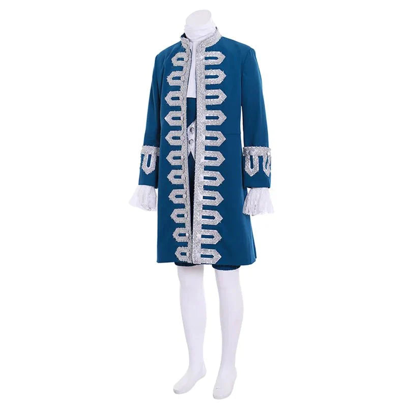 18th-Century British Prince Blue Court Suit - Victorian Colonial Aristocrat Renaissance Costume | Astricos - Astricos