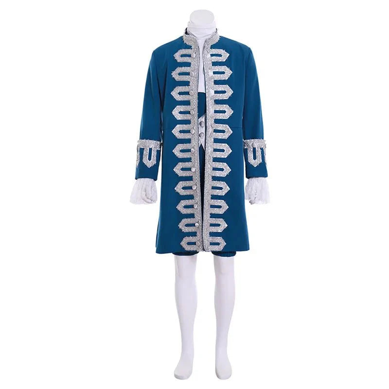 18th-Century British Prince Blue Court Suit - Victorian Colonial Aristocrat Renaissance Costume | Astricos - Astricos