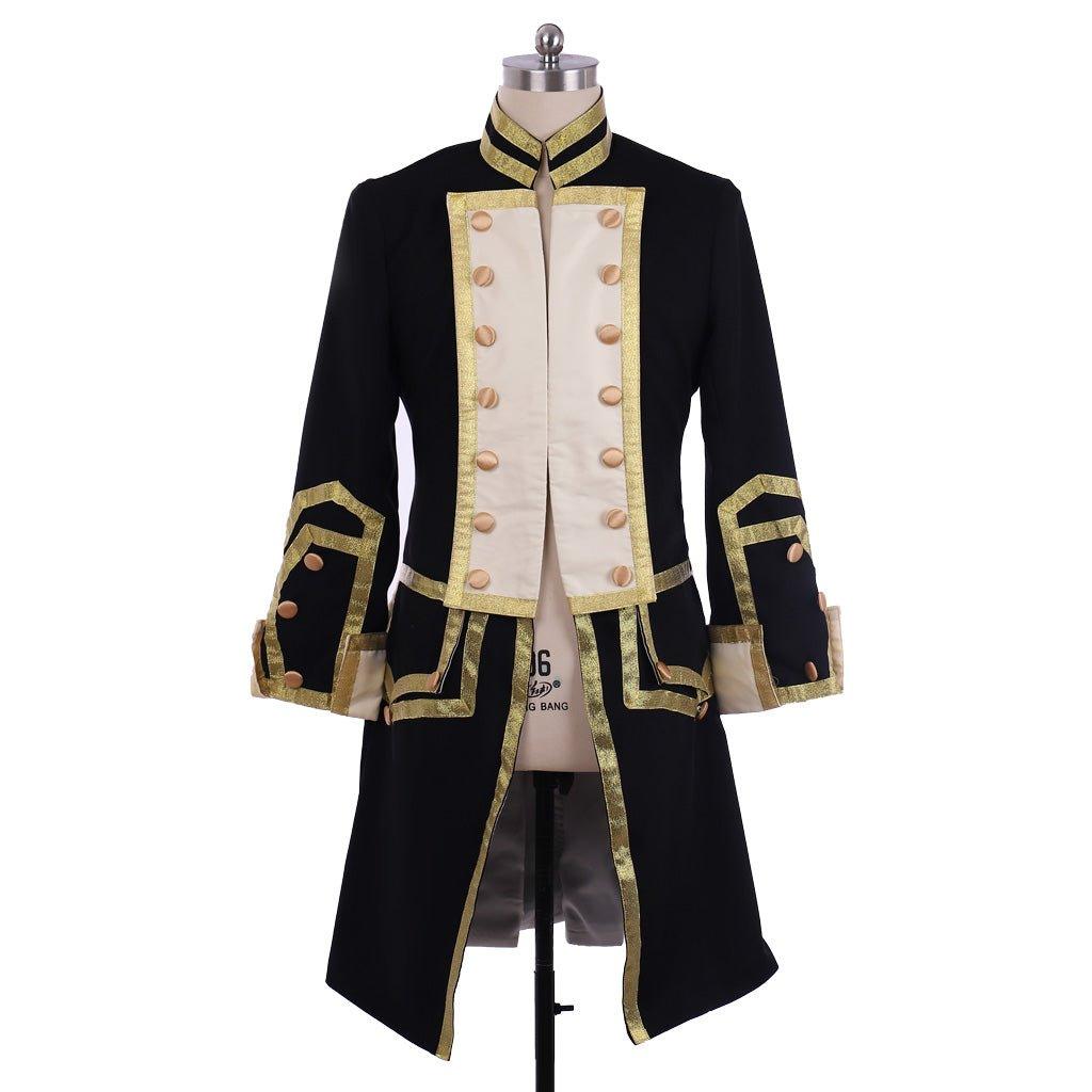 Authentic 18th Century Colonial Military Uniform Costume - Men’s Black & Red Tailcoat Victorian Era Attire - Astricos