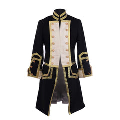 Authentic 18th Century Colonial Military Uniform Costume - Men’s Black & Red Tailcoat Victorian Era Attire - Astricos