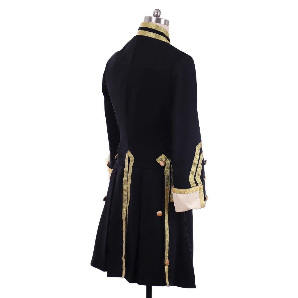 Authentic 18th Century Colonial Military Uniform Costume - Men’s Black & Red Tailcoat Victorian Era Attire - Astricos