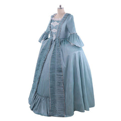 18th Century Inspired Astricos Rococo Dress - Azure Ball Gown with Lace - Astricos