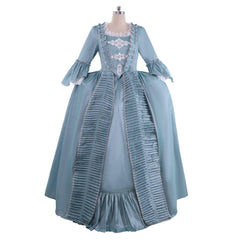 18th Century Inspired Astricos Rococo Dress - Azure Ball Gown with Lace - Astricos