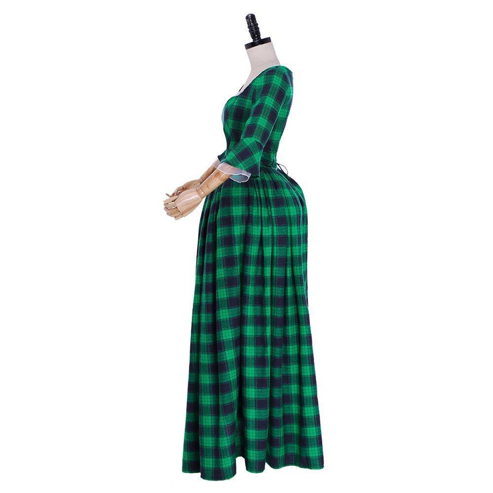 18th Century Inspired Astricos Rococo Gown - Green and Black Check with Lace - Astricos