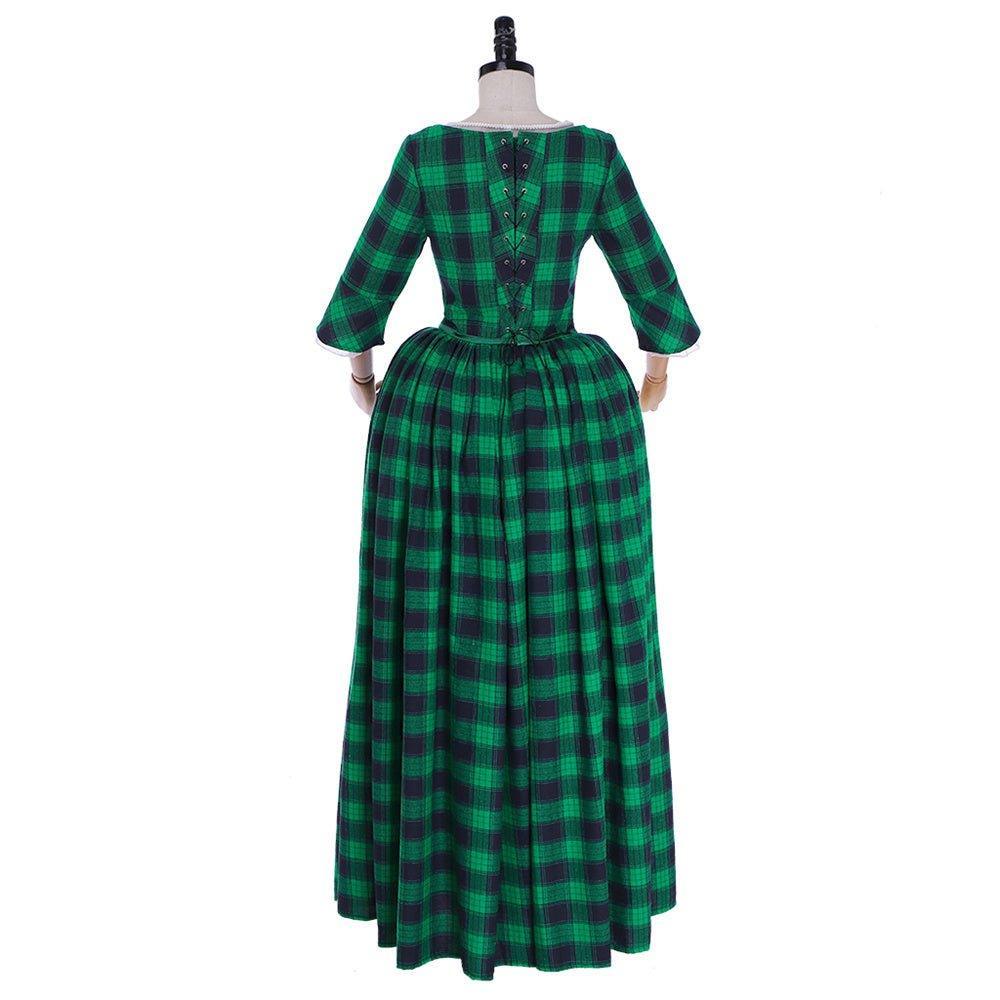 18th Century Inspired Astricos Rococo Gown - Green and Black Check with Lace - Astricos