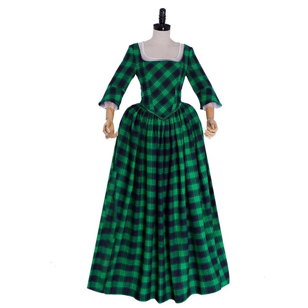 18th Century Inspired Astricos Rococo Gown - Green and Black Check with Lace - Astricos