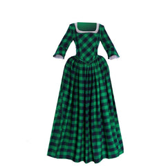 18th Century Inspired Astricos Rococo Gown - Green and Black Check with Lace - Astricos