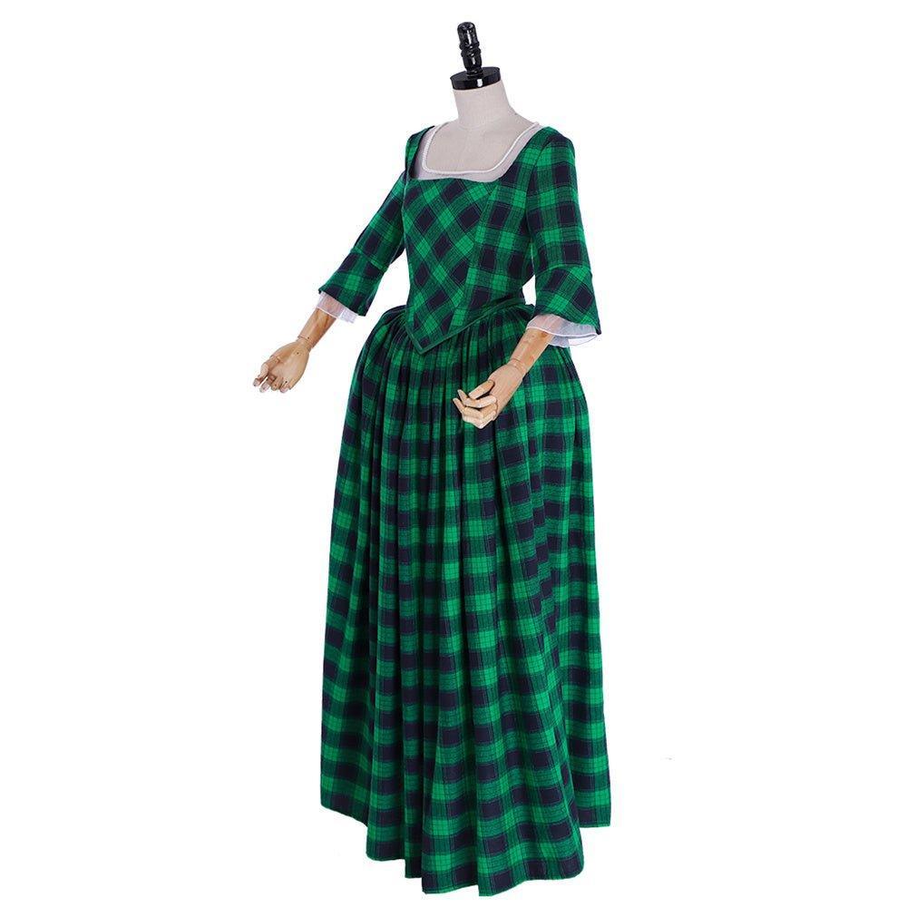 18th Century Inspired Astricos Rococo Gown - Green and Black Check with Lace - Astricos