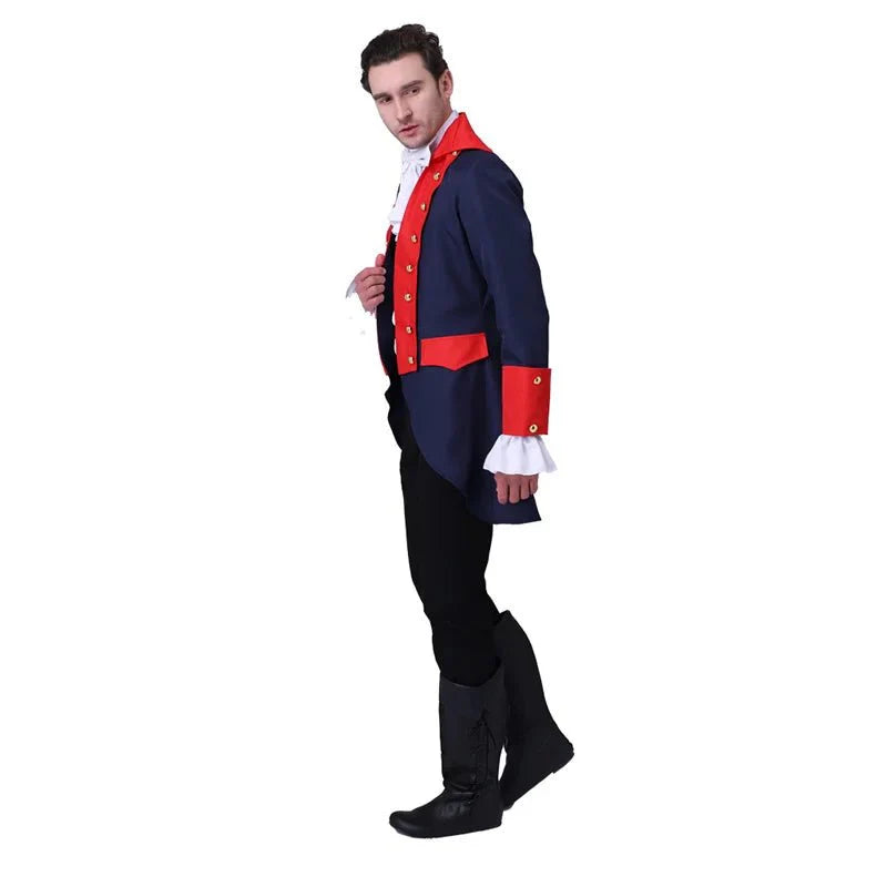 18th Century Inspired Men's Vintage Red Blue Coat - Astricos Royal Costume for Stage and Halloween - Astricos