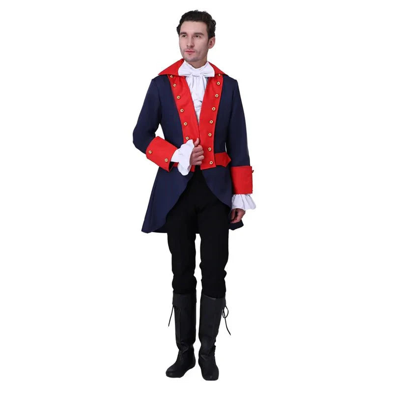 18th Century Inspired Men's Vintage Red Blue Coat - Astricos Royal Costume for Stage and Halloween - Astricos