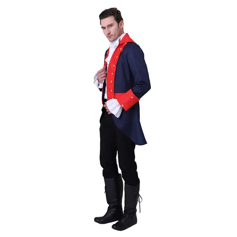 18th Century Inspired Men's Vintage Red Blue Coat - Astricos Royal Costume for Stage and Halloween - Astricos