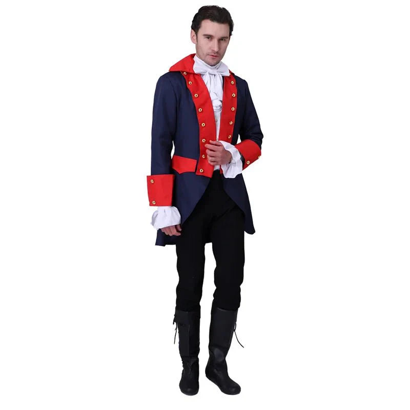 18th Century Inspired Men's Vintage Red Blue Coat - Astricos Royal Costume for Stage and Halloween - Astricos