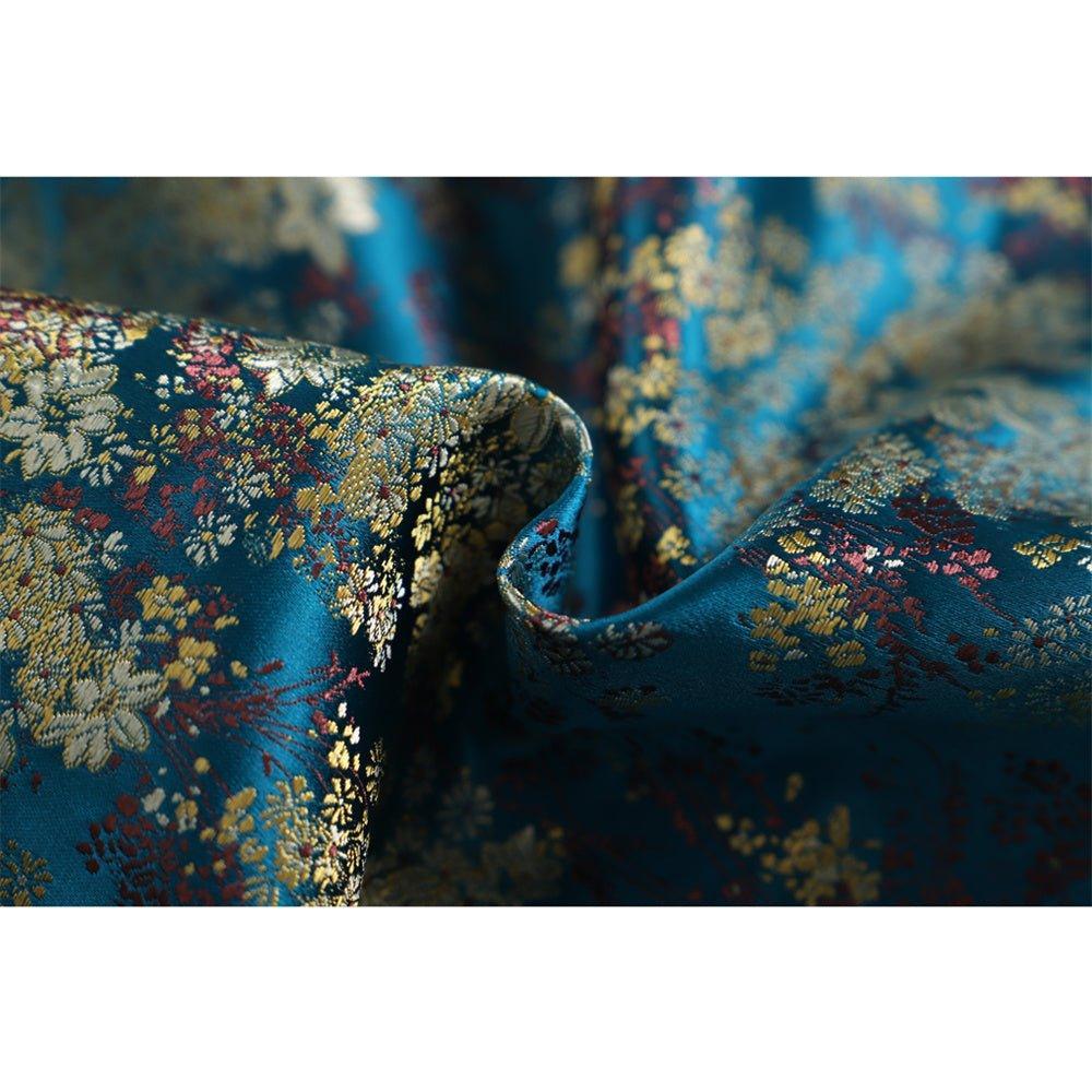 18th Century Rococo Blue Gown - Astricos Deluxe Deep Blue Brocade with Intricate Embroidery and Lace - Astricos