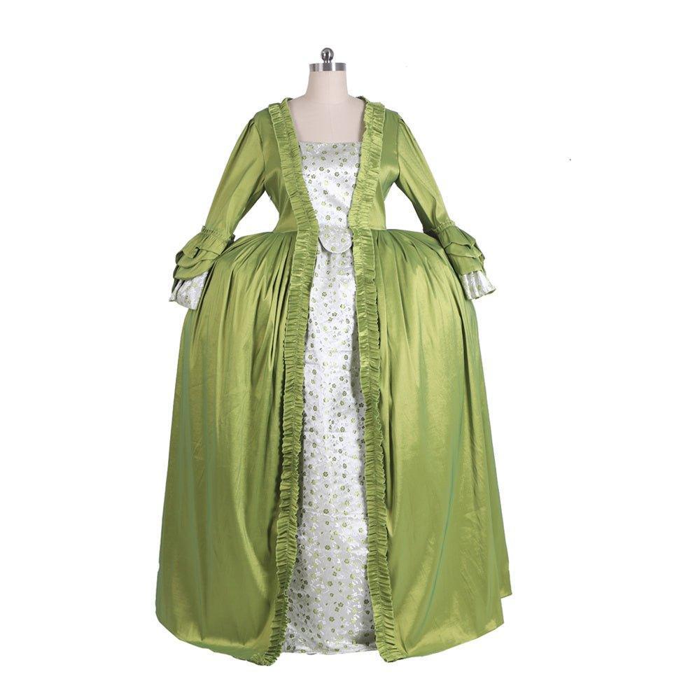 18th Century Rococo Green Apple Dress with Chest Floral - Experience Elegance by Astricos - Astricos