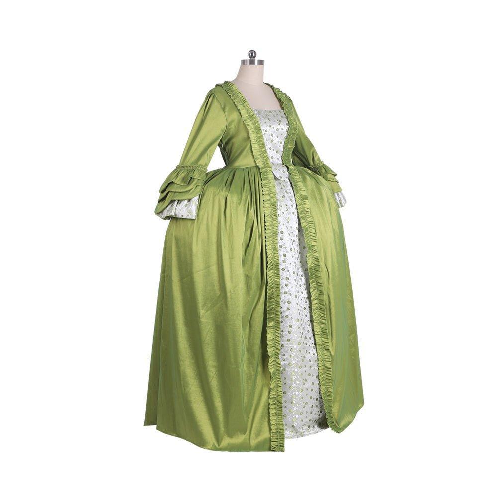 18th Century Rococo Green Apple Dress with Chest Floral - Experience Elegance by Astricos - Astricos