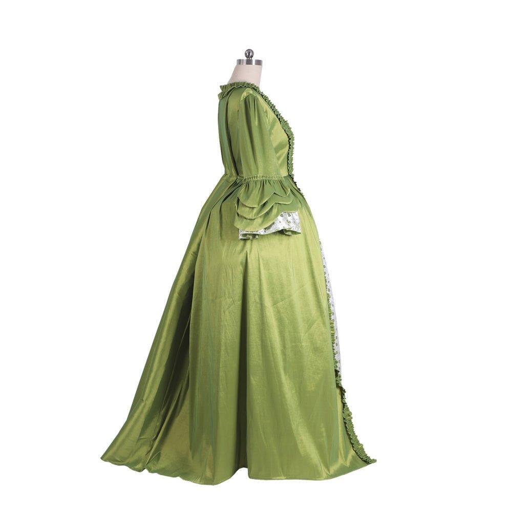 18th Century Rococo Green Apple Dress with Chest Floral - Experience Elegance by Astricos - Astricos