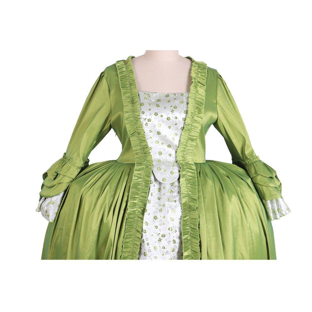 18th Century Rococo Green Apple Dress with Chest Floral - Experience Elegance by Astricos - Astricos