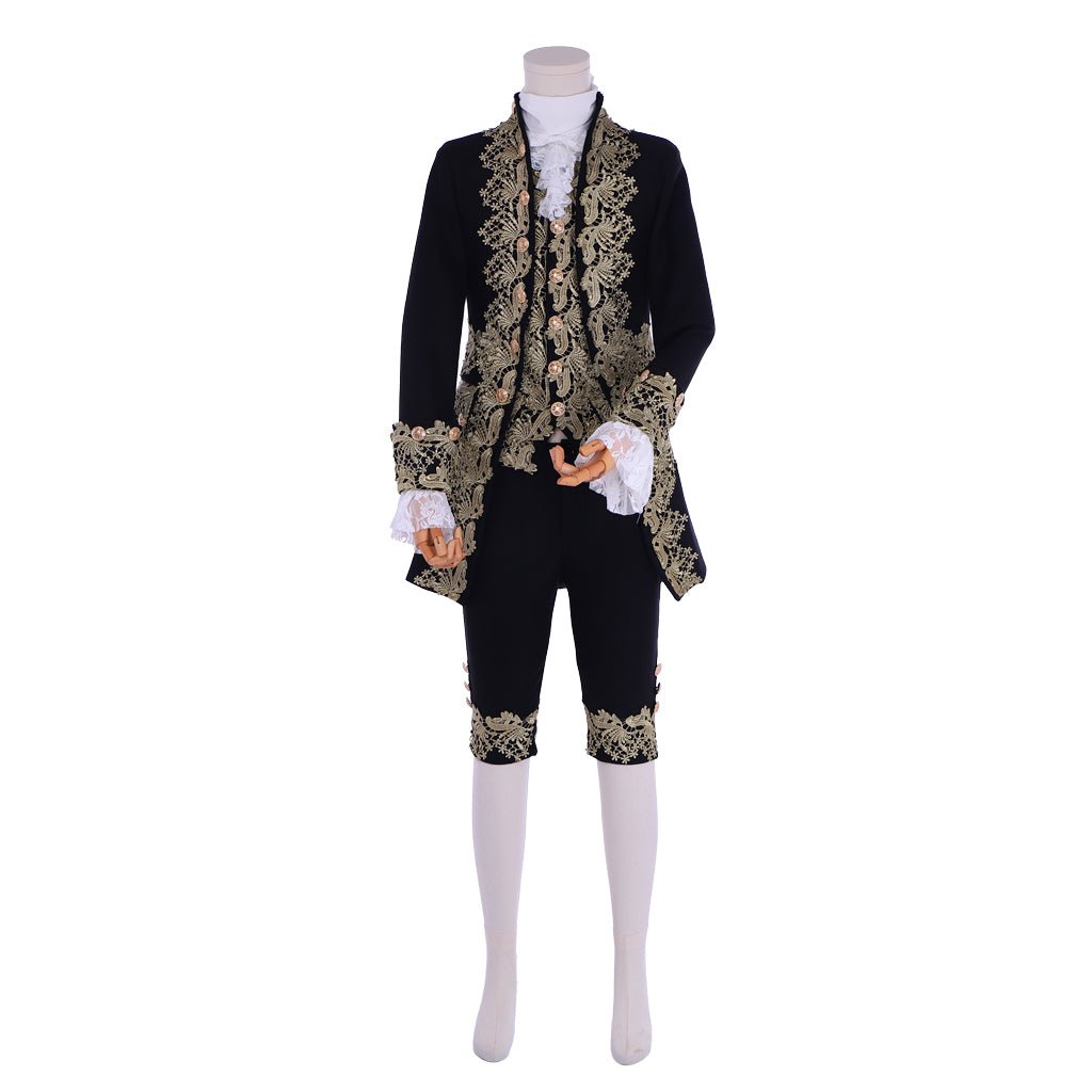 18th Century Rococo Mens Court Costume - Astricos Black Colonial Suit - Astricos