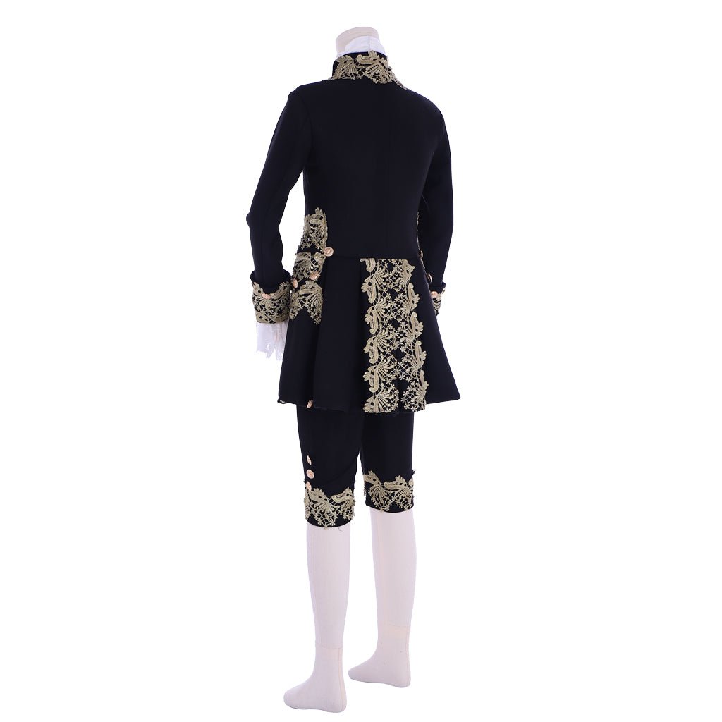 18th Century Rococo Mens Court Costume - Astricos Black Colonial Suit - Astricos