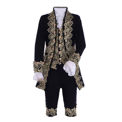 18th Century Rococo Mens Court Costume - Astricos Black Colonial Suit - Astricos