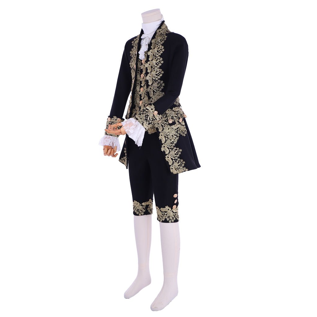 18th Century Rococo Mens Court Costume - Astricos Black Colonial Suit - Astricos