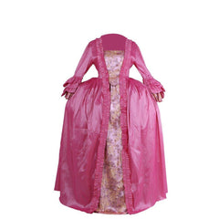 18th Century Rococo Pink Dress - Exquisite Embroidered Long Sleeve Gown with Delicate Floral Detailing - Astricos