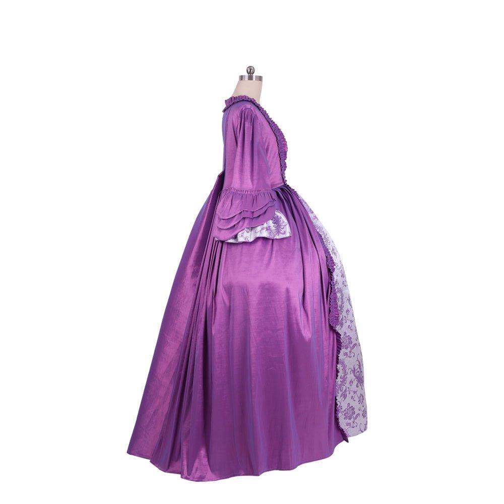 18th Century Rococo Purple Brocade Dress - Exquisite Embroidered Gown from Astricos' Historical Series - Astricos