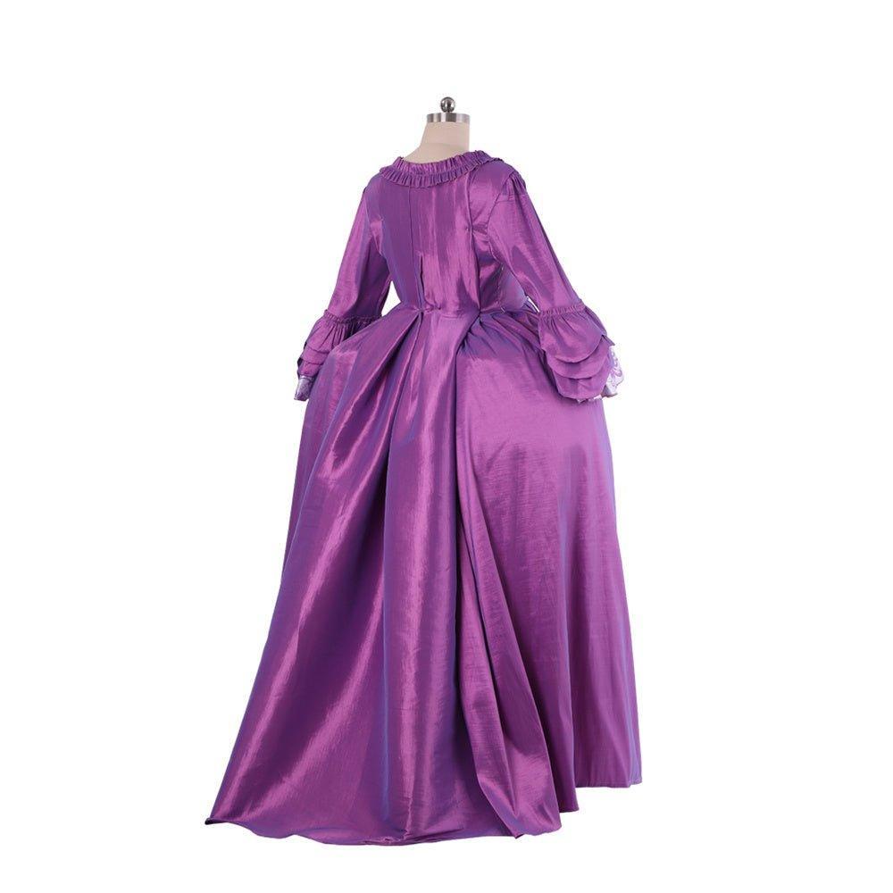 18th Century Rococo Purple Brocade Dress - Exquisite Embroidered Gown from Astricos' Historical Series - Astricos