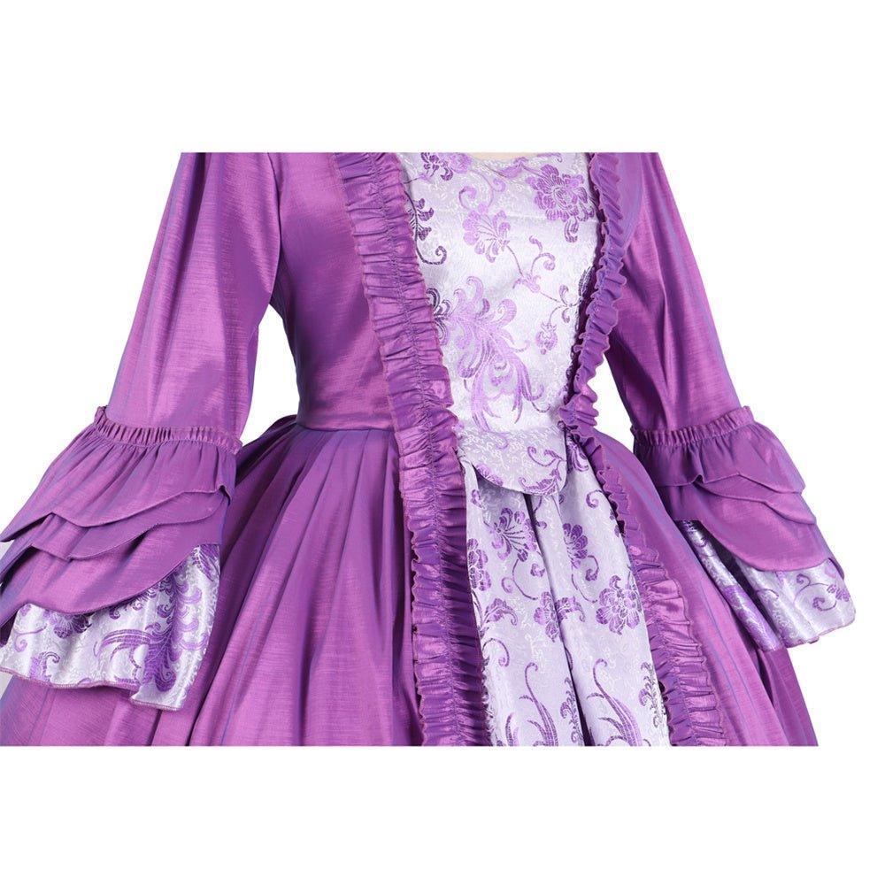 18th Century Rococo Purple Brocade Dress - Exquisite Embroidered Gown from Astricos' Historical Series - Astricos