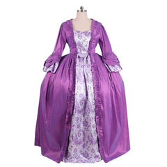 18th Century Rococo Purple Brocade Dress - Exquisite Embroidered Gown from Astricos' Historical Series - Astricos