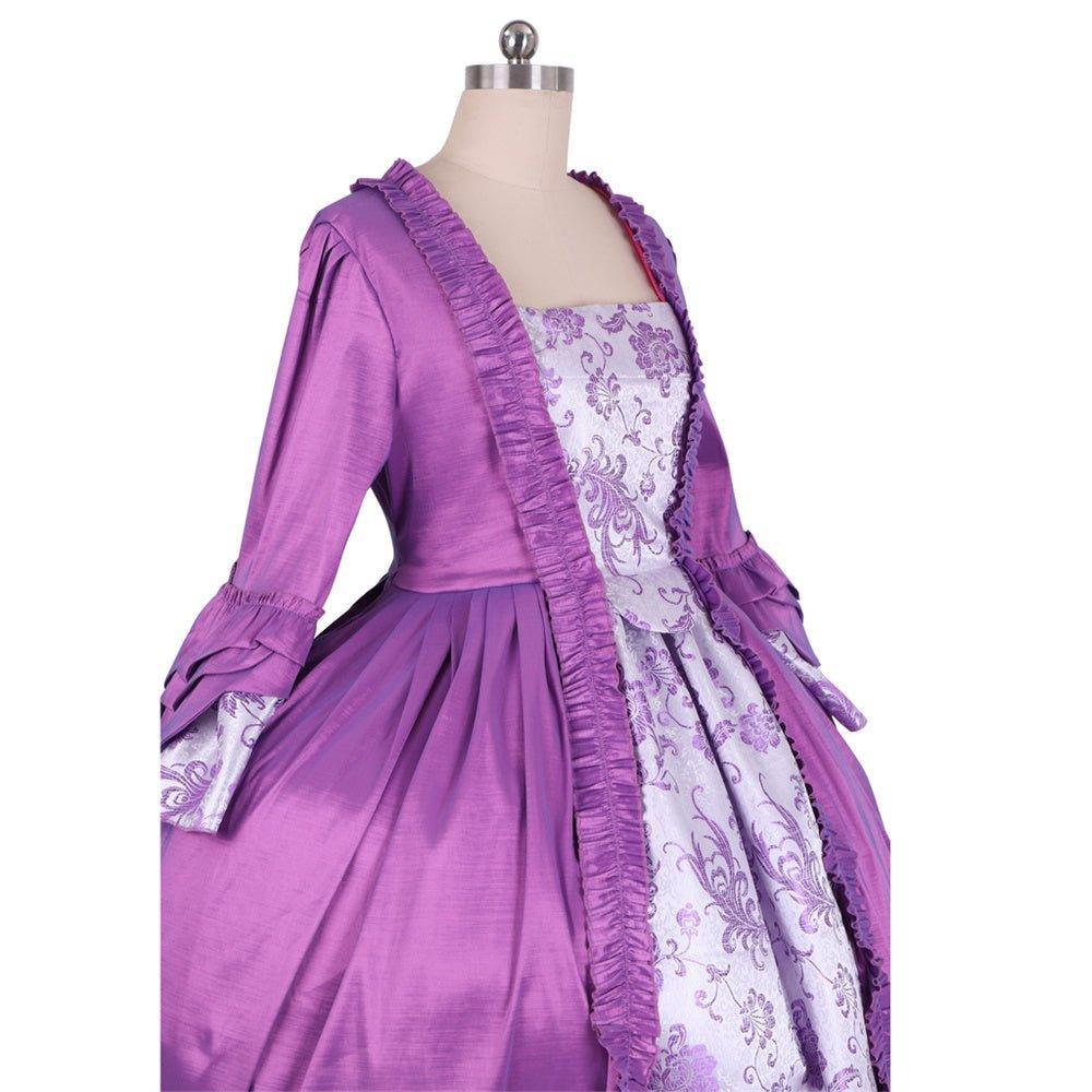 18th Century Rococo Purple Brocade Dress - Exquisite Embroidered Gown from Astricos' Historical Series - Astricos