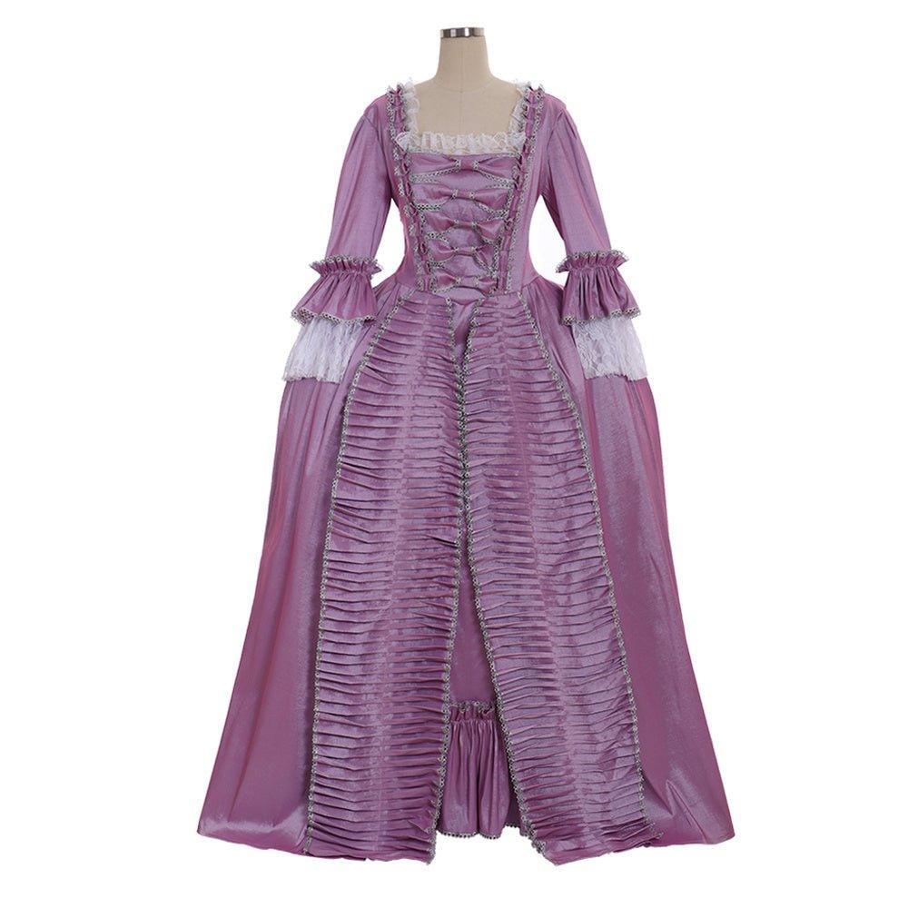 18th Century Rococo Purple Dress - Exquisite Astricos Lace and Pleats - Astricos