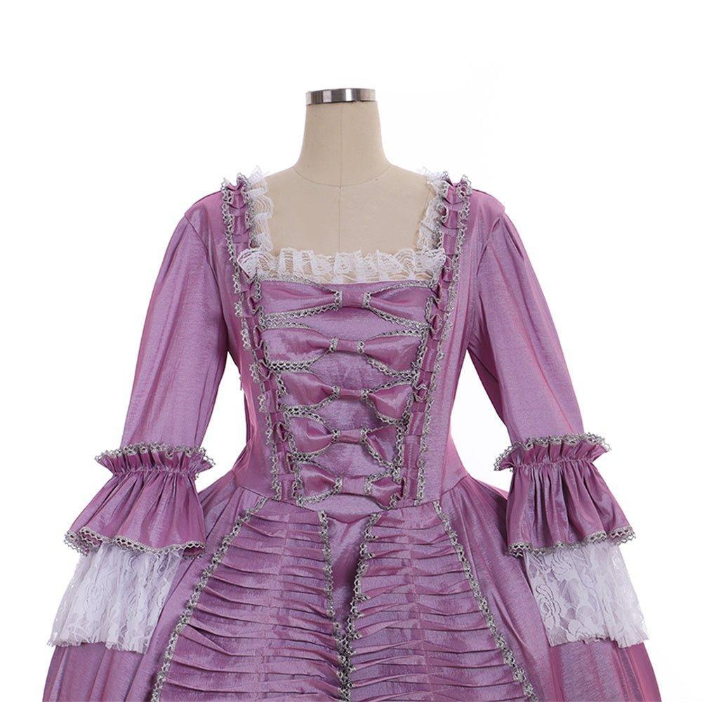 18th Century Rococo Purple Dress - Exquisite Astricos Lace and Pleats - Astricos