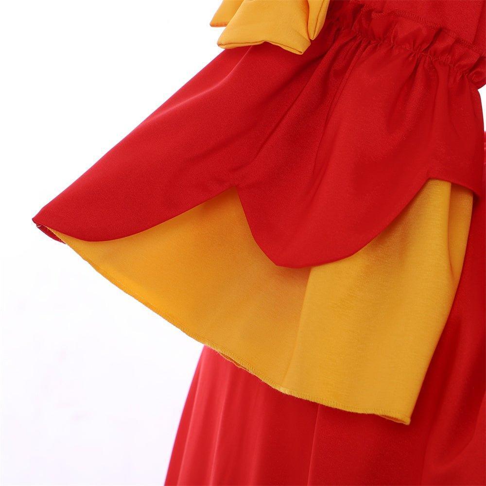 18th Century Inspired Astricos Red and Yellow Rococo Dress - A Vibrant Costume for History Enthusiasts - Astricos