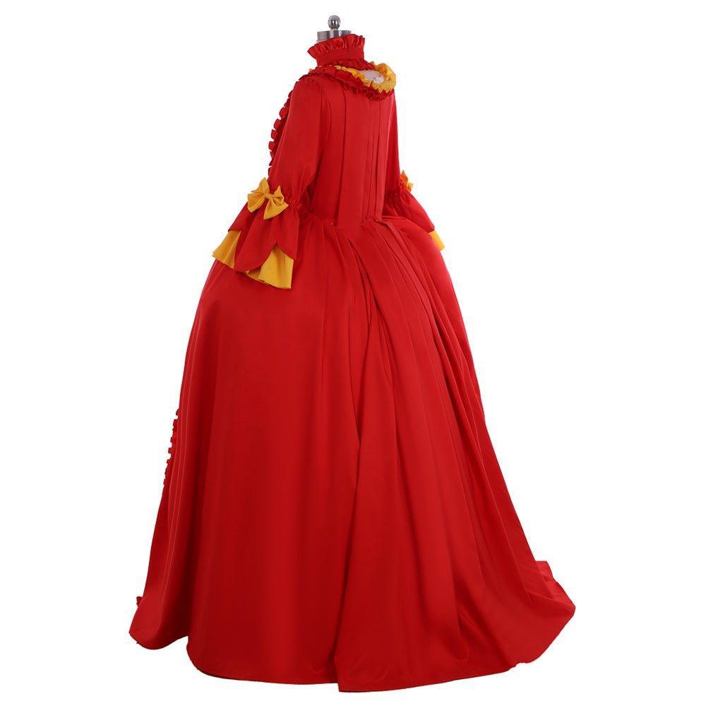 18th Century Inspired Astricos Red and Yellow Rococo Dress - A Vibrant Costume for History Enthusiasts - Astricos