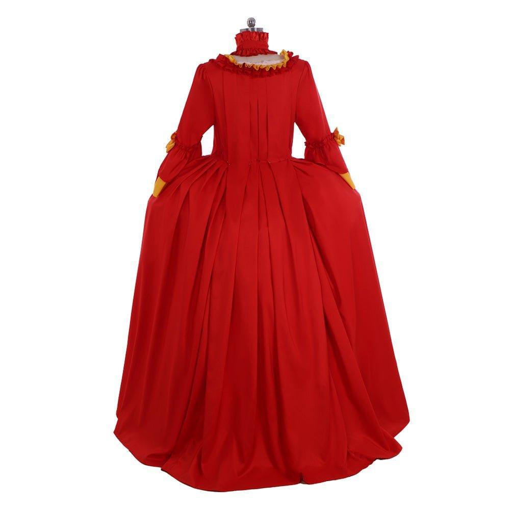 18th Century Inspired Astricos Red and Yellow Rococo Dress - A Vibrant Costume for History Enthusiasts - Astricos