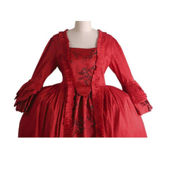 18th Century Rococo Red Dress with Lace - Majestic Marie Antoinette Style from Astricos - Astricos