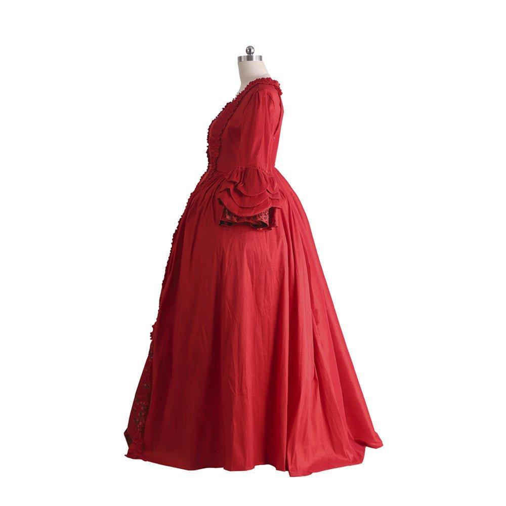 18th Century Rococo Red Dress with Lace - Majestic Marie Antoinette Style from Astricos - Astricos