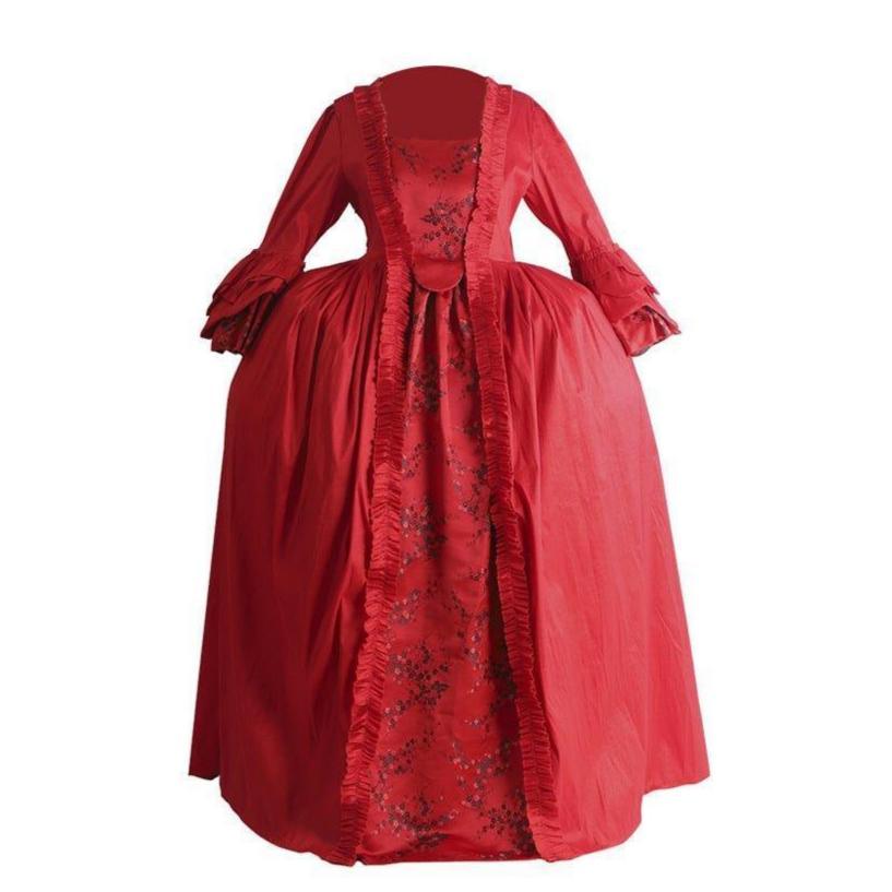 18th Century Rococo Red Dress with Lace - Majestic Marie Antoinette Style from Astricos - Astricos