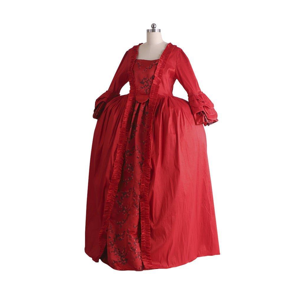 18th Century Rococo Red Dress with Lace - Majestic Marie Antoinette Style from Astricos - Astricos