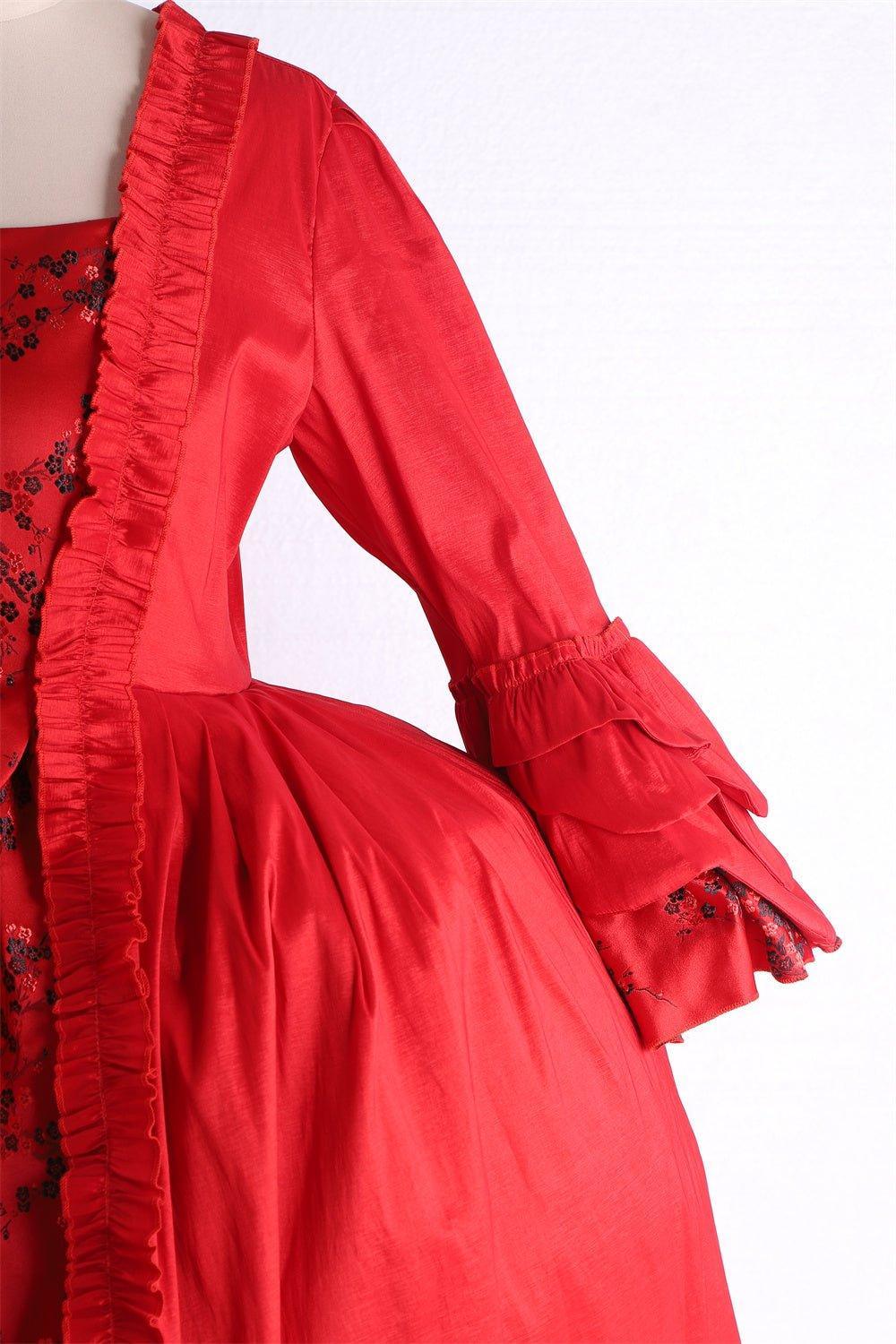 18th Century Rococo Red Dress with Lace - Majestic Marie Antoinette Style from Astricos - Astricos