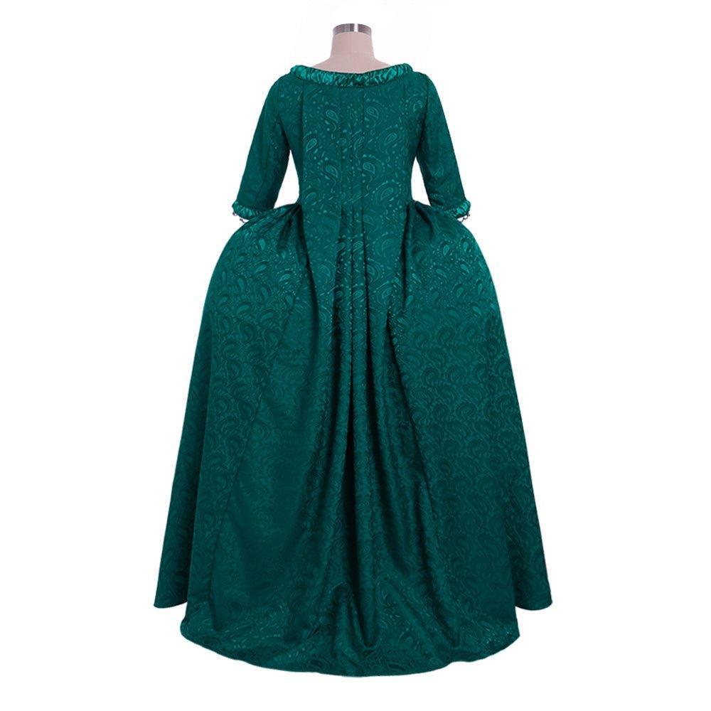 18th Century Inspired - Astricos Marie Antoinette Style Green Brocade Dress - Astricos